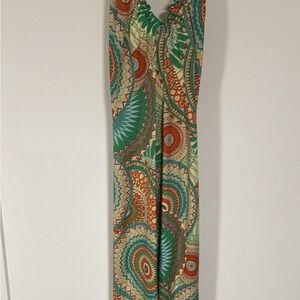Printed Maxi Skirt in Green and Orange Paisley